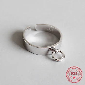 

Authentic 925 Sterling Silver Rings For Women Glossy Hollow Small Circle Femme Fashion Fine Jewelry Simple Open Ring Ins Style