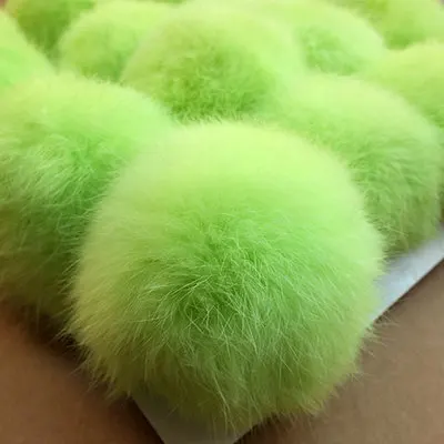 8 см помпон кролик пушистый брелок Pom лампа Pom женская сумка Porte Cleff брелок натуральный мех кролика рекс шар натуральная шерсть мех брелоки - Цвет: Лимонный