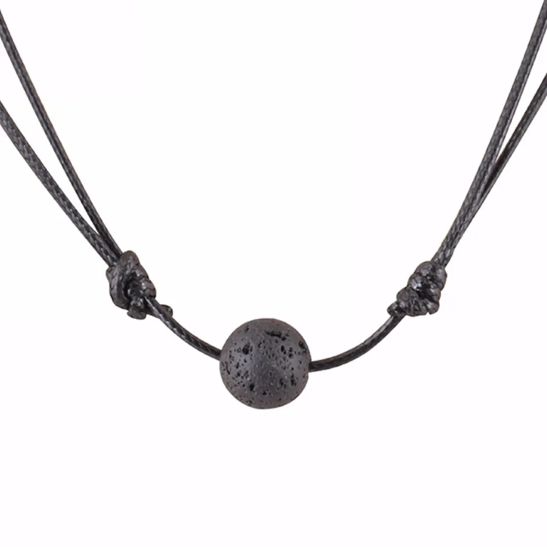 Adjustable Leather Chain Choker Necklace Shellhard Black Lava Rock Essential Oil Diffuser Pandant Neckalces Women Jewelry