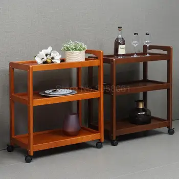 

George Wood Easy Solid Wood Mobile Dining Car Multifunctional Drinking Car