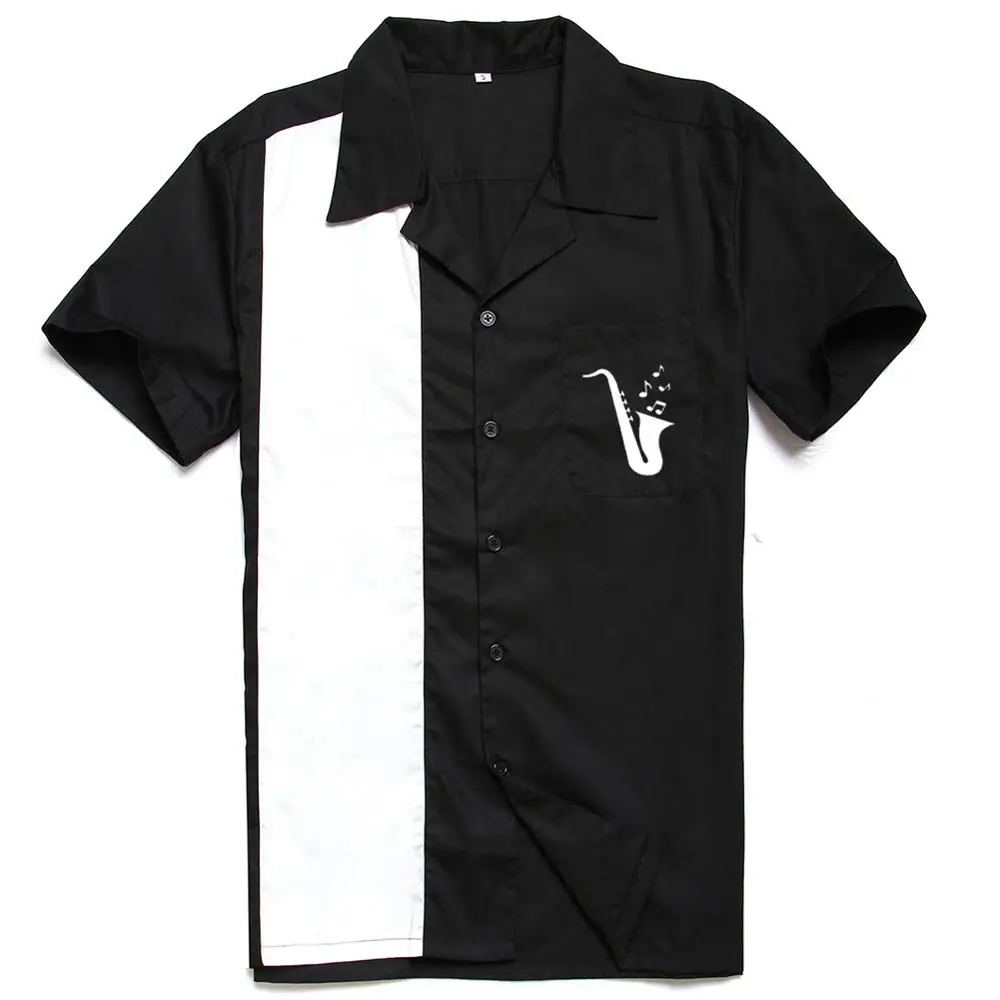 3XL размера плюс, мужская рубашка, летняя, короткий рукав, вышивка, черный, красный, рокабилли, боулинг, хлопок, повседневные рубашки для мужчин, Гавайские рубашки - Цвет: 8