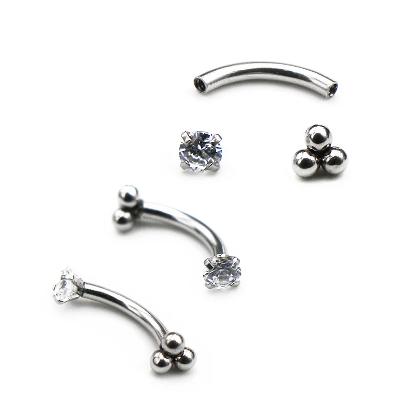 Piercing Jewelry 1Pc 1.2x8mm Ball Banana Ring Belly Daith Helix Earring Body Jewelry Stainless Steel Eyebrow Rings Stud Curved Barbell