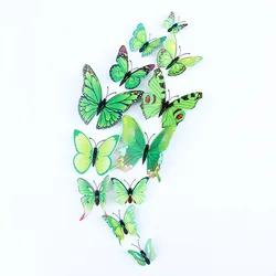 Set of 12 Vibrant 3D Butterfly Wall and Home Décor Magnets (Green)
