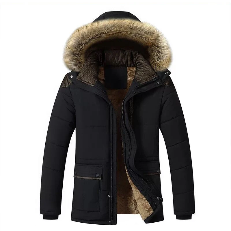 Зимние парки мужской пиджак брендовая одежда толстые пальто с капюшоном мужская верхняя одежда теплая флисовая куртка мужская плюс размер 5XL