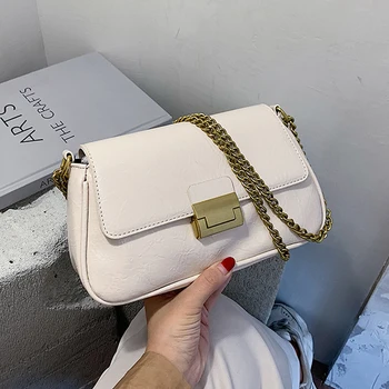 

High Quality Solid PU Leather Fashion Chain Design Shoulder Crossbody Bags for Women 2020 Luxury Handbags Women Bags Designer