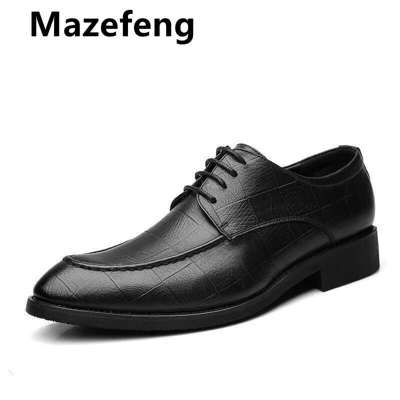 

Классические Мужские модельные туфли Mazefeng с острым носком, мужские черные свадебные туфли, оксфорды, деловые туфли, большой размер 37-45