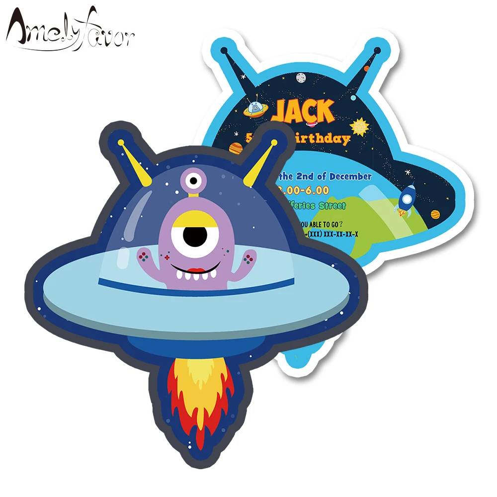 Пригласительный билет космонавт украшения для детского праздника дня рождения |