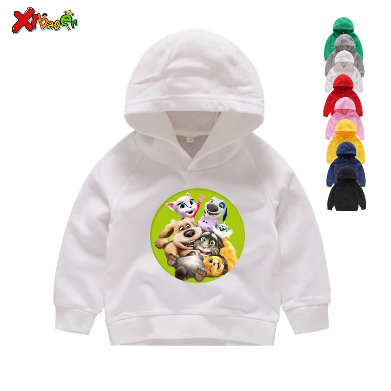 

Kids White Hoodies Sweatshirts Favorite Online Games Can Speak Tom Cat Prints Boy Hoodies Sweatshirts Tom Cat and His Friends