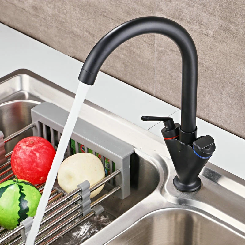

Kitchen Faucet Single Hole Copper Vessel Sink Tap Dual Handle Cold and Hot Water Mixer Tap Crane Swivel Spout Wash Basin Faucet