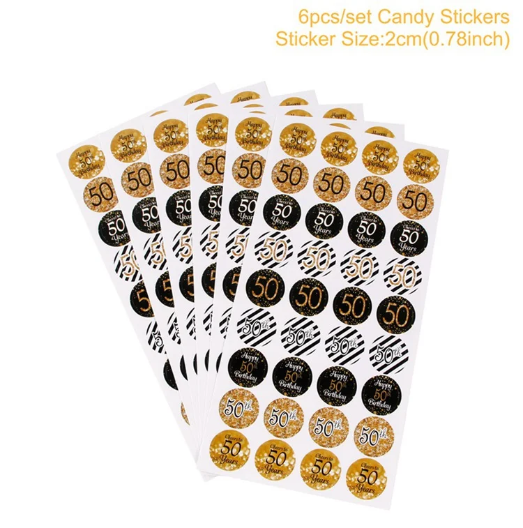 Paper Sticker HUIRAN Черное золото 30th 40th 50th День Рождения украшения для взрослых 30 40 50 Happy Birhtday Декор события партия поддерживает поставки - Цвет: Paper Sticker