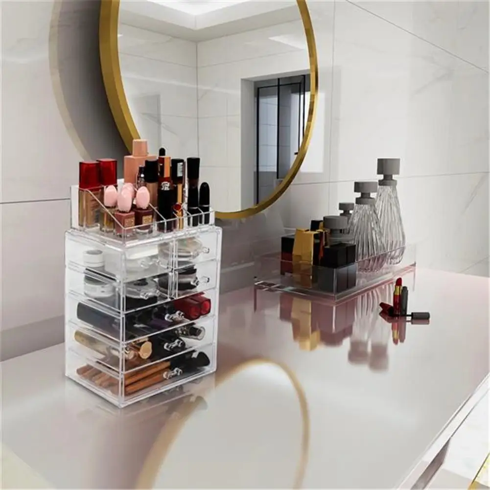 

2pcs N001 Makeup Organizer Transparent Cosmetic Storage Drawers Acrylic Makeup Holders With 7 Drawers