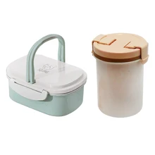 Eco Vriendelijke Tarwe Stro Lunchbox Voor Kids Lekvrij Voedsel Containers Soep Cup Servies Set Japanse Mini Bento Dozen(China)