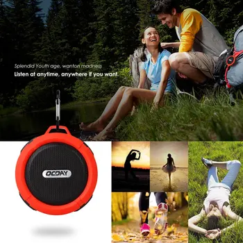 

OCDAY C6 Portable Outdoor Waterproof Wireless Speaker with 5W Driver Bluetooth MP3 Play Video Plastic Battery 25W Full-range --