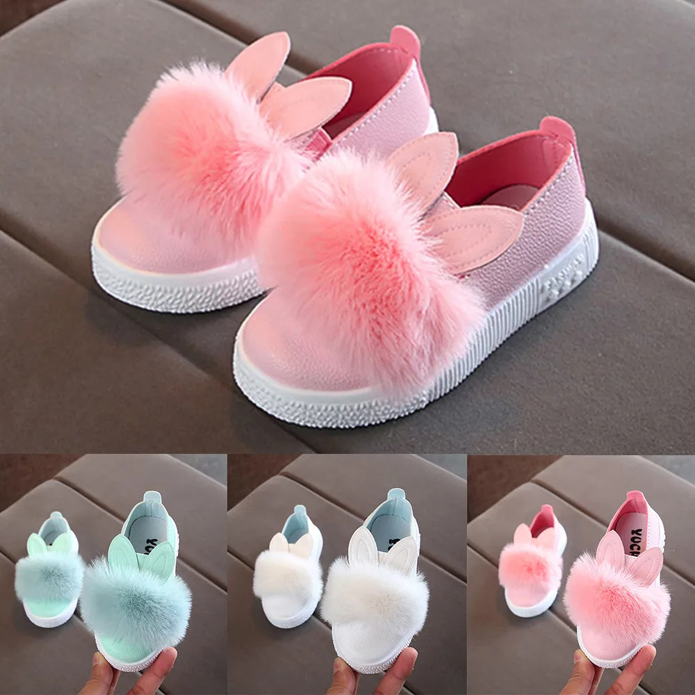

Children shoes kids sneakers Toddler Baby Fur Sneaker Girls 2019 Cute Bunny Soft Anti-slip Single Shoes Chaussures pour enfants