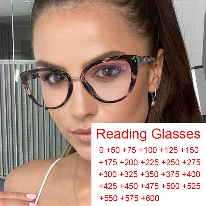 Gafas de lectura de moda para presbicia óptica, anteojos de ojo de gato para antiluz azul, montura de gafas de diseñador de marca para mujer, 2023 - AliExpress Accesorios para la ropa