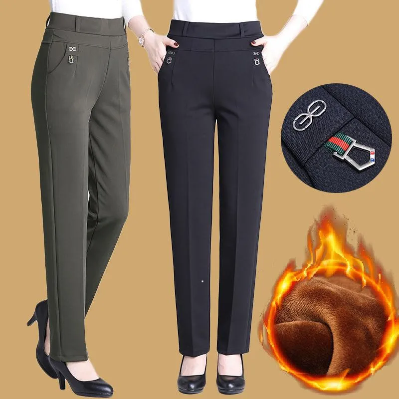 New Atumn Winter Women's Pants Plus Size 5XL Add Velet Mom Pants Elastic High Waist Casual Women Trousers Loose Straight P163 New Atumn Winter Women's Pants Plus Size 5XL Add Velet Mom Pants Elastic High Waist Casual Women Trousers Loose Straight P163