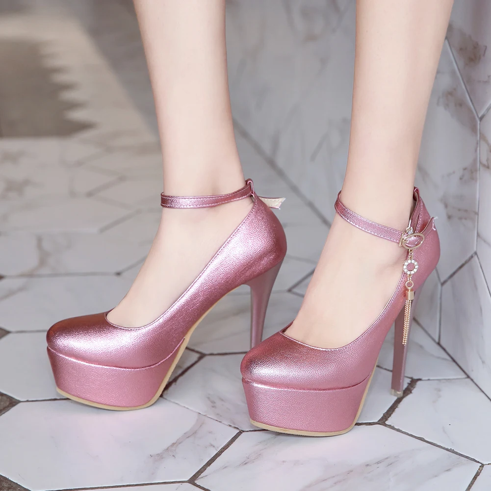

KARINLUNA Wholesale New Large Size 48 Women Shoes Woman Sexy Platform Thin High Heels Party Wedding Brides ankle-strap Pumps