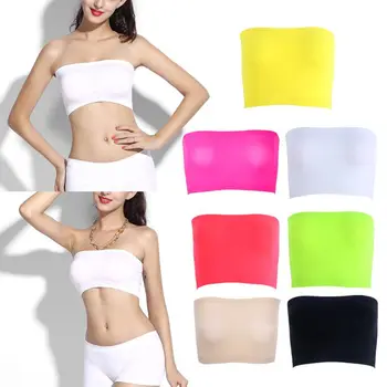 

Coslony Women One-Piece Seamless Elastic Strapless Bandeau Bra Tube Top Bra for Summer Lady Girl One Size Chinlon/Nylon
