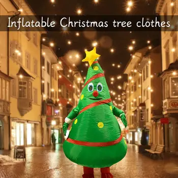 

Women Men Inflatable Christmas Costume Cartoon Santa Claus Dress Up Funny Mascot Cosplay Props Christmas Tree Clothes