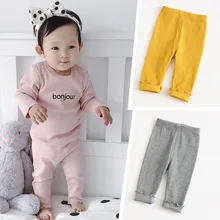 19 новая стильная весенняя одежда леггинсы для девочек весенне-осенние Хлопковые Штаны для малышей От 1 до 3 лет универсальная детская одежда