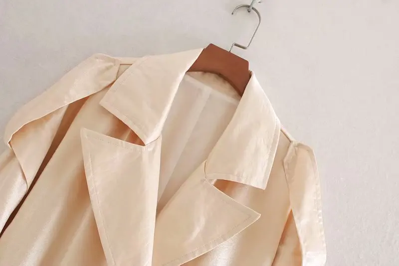 

2019 Europe And America WOMEN'S Dress Double Breasted Belt Suit Collar Rainbow Effect Loose-Fit Trench Coat A8es9317