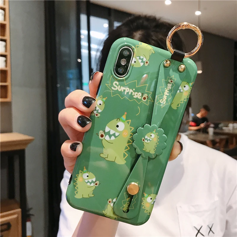 Роскошные милые чехлы с изображением динозавра авокадо для huawei P20 P30 Mate20 Pro, держатель с ремешком на запястье и подставкой, мягкий чехол для Honor 20 Nova 3 3i 4 5