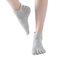 Женские носки для йоги, хлопковые нескользящие носки с длинными носками с захватами, женские носки с низким вырезом для йоги, Пилатес, Барр, балет, для занятий спортом, фитнесом