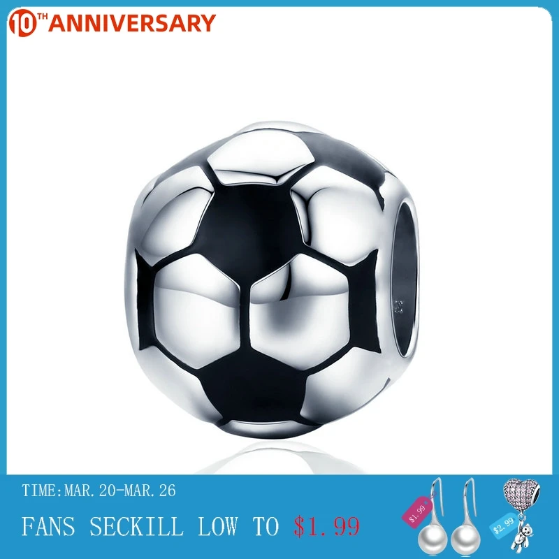 

CodeMonkey Genuine 100% 925 Sterling Silver Sport Football Love Ball Charm Beads fit Women Bracelet & Necklaces Jewelry CMC666