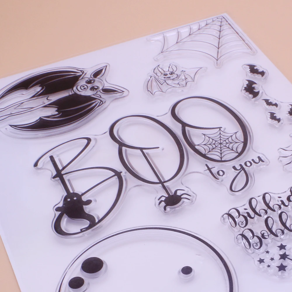 Alinacutle CLEAR STAMPS Halloween Spider Bat BOO To You DIY Scrapbooking Kartenalbum Papierhandwerk Gummi Transparenter Silikonstempel – Detail 6