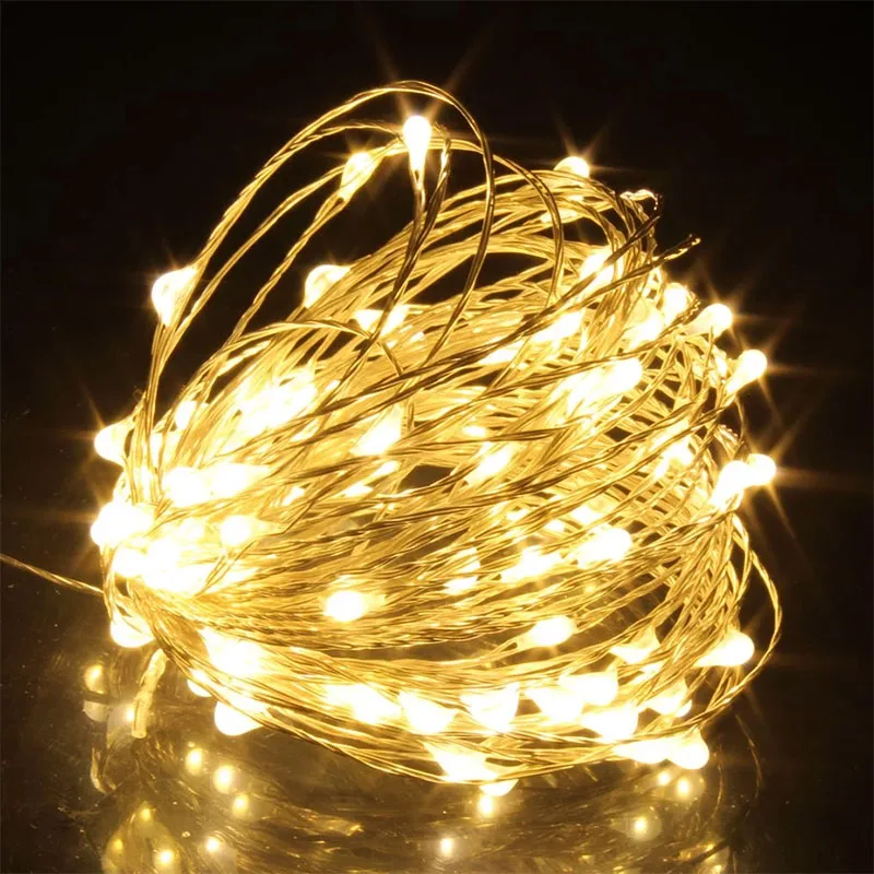 thumbnail image 1 of Guirnalda de luces LED de 1 a 5 m, adorno navideño para el hogar, Navidad, Año Nuevo, luces de hadas a rayas, funciona con pilas, 1 of 4