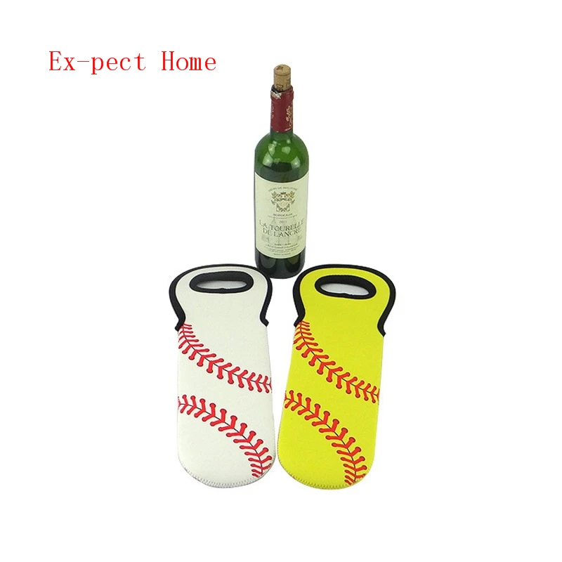 

Neoprene Wine Bottle Holder 750ml Baseball Single Pack Ball Pattern Hand Made Sleeve Yellow White