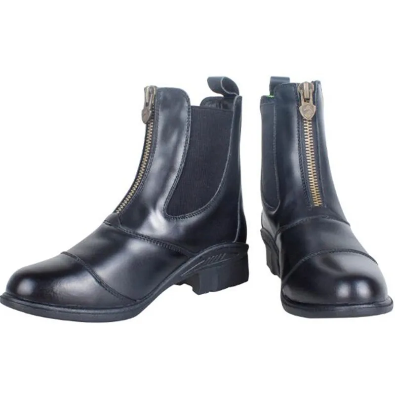 Horse Riding Boots YKK Copper Zipper Flat Heel Cowhide Leather Jodhpur8106002
