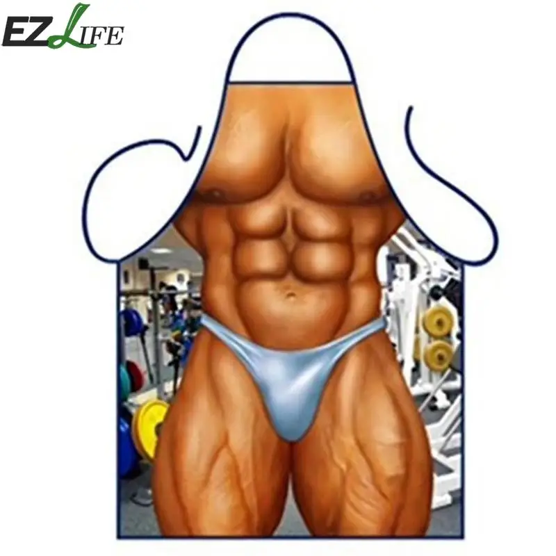 Ezlife, для женщин и мужчин, водонепроницаемые кухонные инструменты, фартук с принтом мышц, фартук, подарок, 3d костюм, мужской фартук, креативный, F0K2
