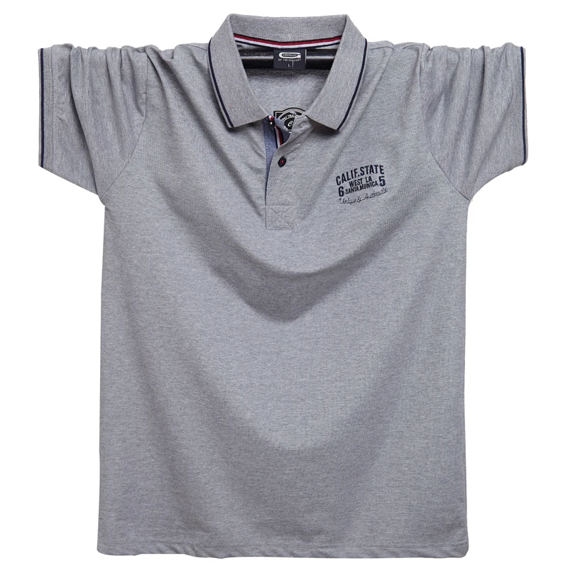 Серый Новинка, летняя мужская рубашка поло, мужские рубашки поло, Camisa, повседневная, хлопок, Homme, топ, рубашка, Homme, 5XL размера плюс, бизнес, большой рост, топы, футболка - Цвет: Серый