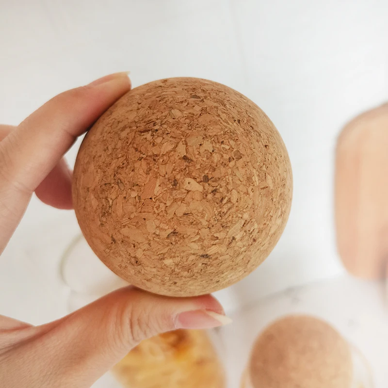 3-Pcs Glass Storage Jar With Cork Ball Lid Jar Set Glass Container (Set Of 3)