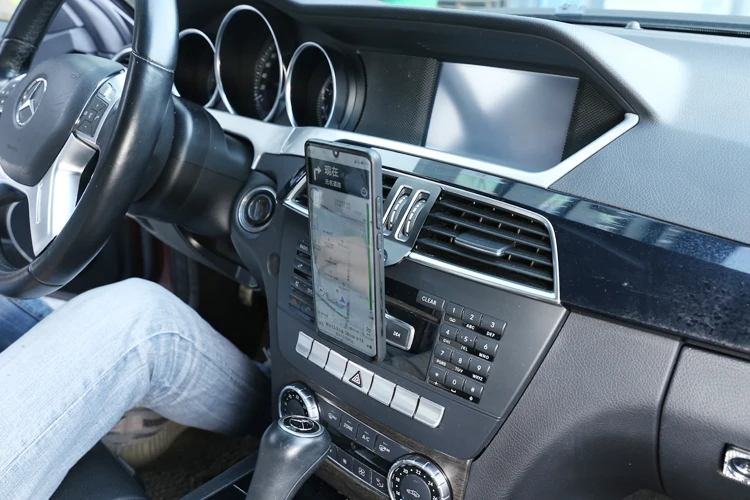 Черный алюминиевый сплав Автомобильный Центр вентиляционное отверстие Мобильный держатель магнитный держатель для телефона для Mercedes Benz C Class W204 C180 C200 2008-2013