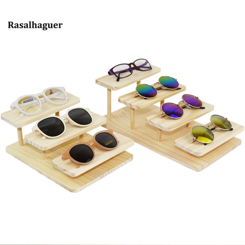 

New Arrival Assembleable 2-5 Layers Options Wooden Sunglasses Stand Glasses Display Jewelry Holder Bracelet Watches Show Product