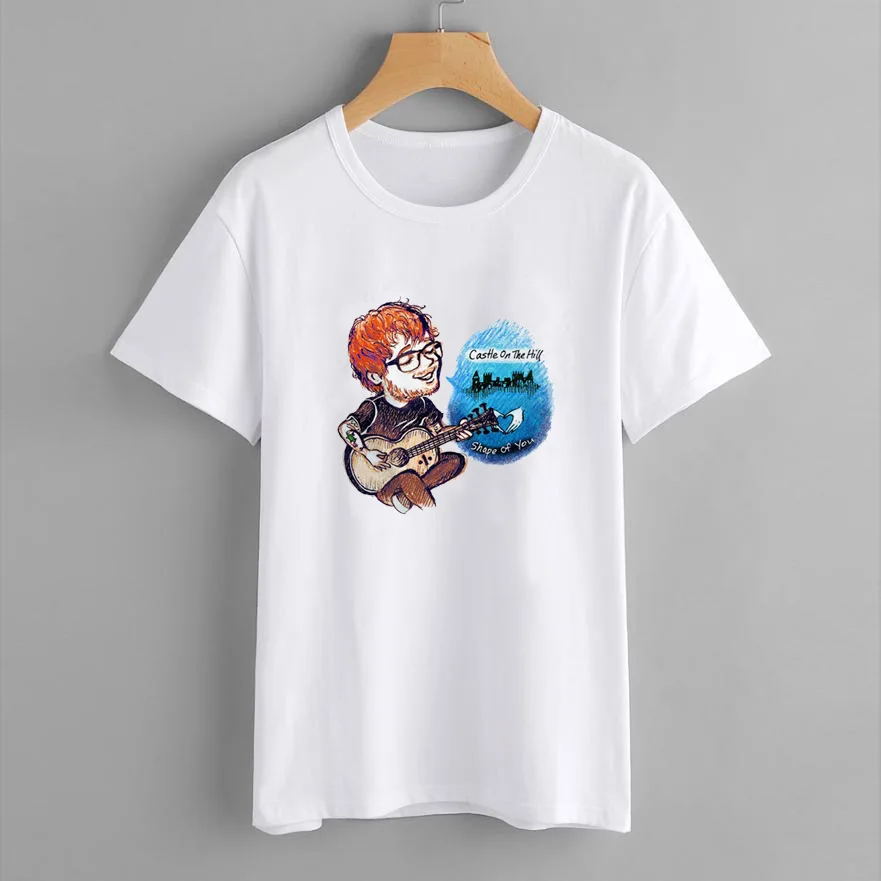 Ed Sheeran Harajuku T Shirt Women Ullzang 90s Music Lovers Funny Cartoon Print T-shirt Fashion Women Tops Plus Size Summer Tees