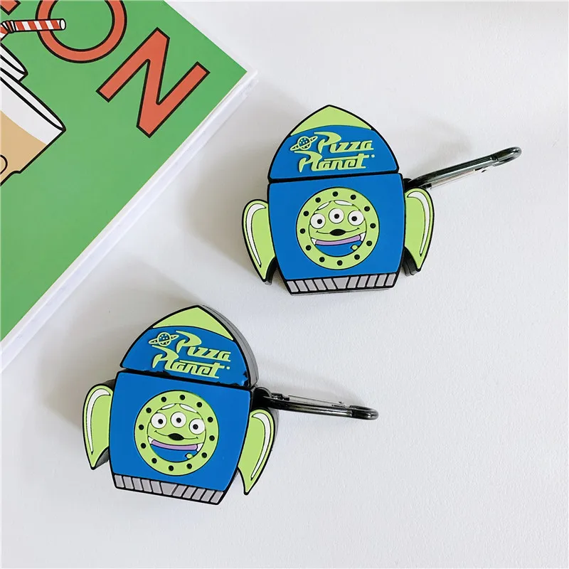 

3D Cartoon Cute Rocket Earphone Soft Silicone Case for AirPods 1 2 Bluetooth Headset Charging Box Protective Cover With Hook