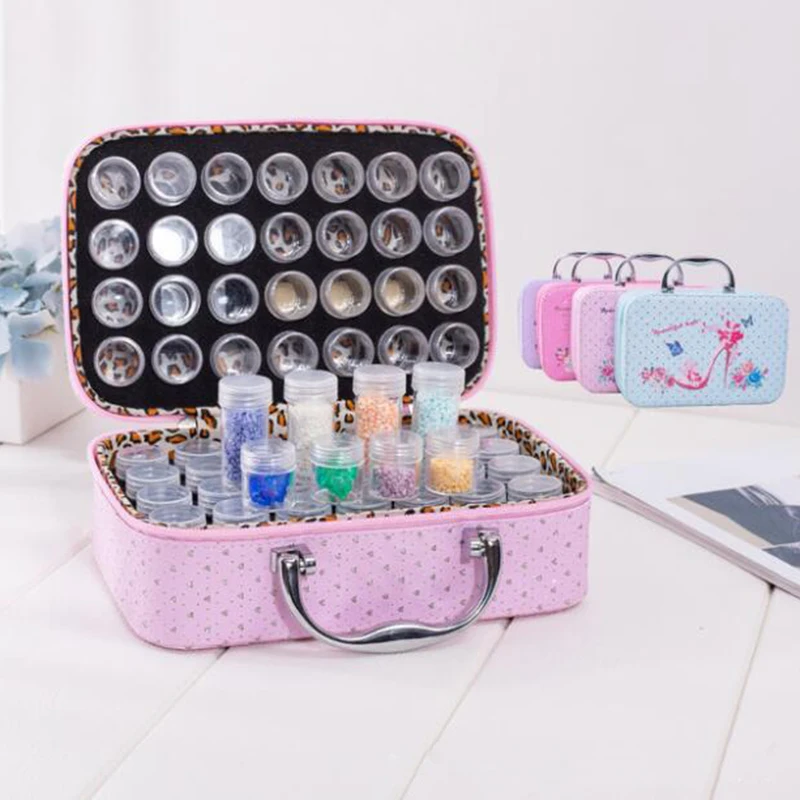 

56 bottles of diamond painting box toolbox storage box protective cover handbag zipper design shockproof and durable