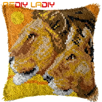 

Latch Hook Kits Make Your Own Cushion King of Lion Printed Canvas Crocheting Pillow Case Latch Hook Cushion Cover Hobby & Crafts