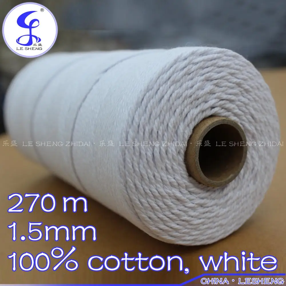 Diameter 1.5mm,270 meters per roll,environmental protection pure cotton rope,hand-woven cotton rope