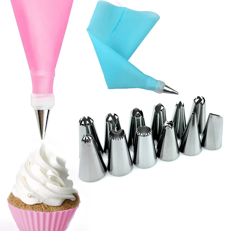 

18pcs Silicone Forms Icing Piping Nozzles Pastry Bag Pastry Bakeware Baking Tools Fancy Cake Mold Cake Decorating Tools