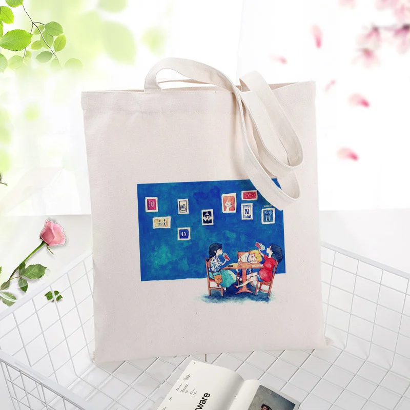 

blue series Handbag Tote Bag Shopping Bag Canvas Custom Print Logo Text DIY Daily Use Eco Ecologicas Reusable Recycle