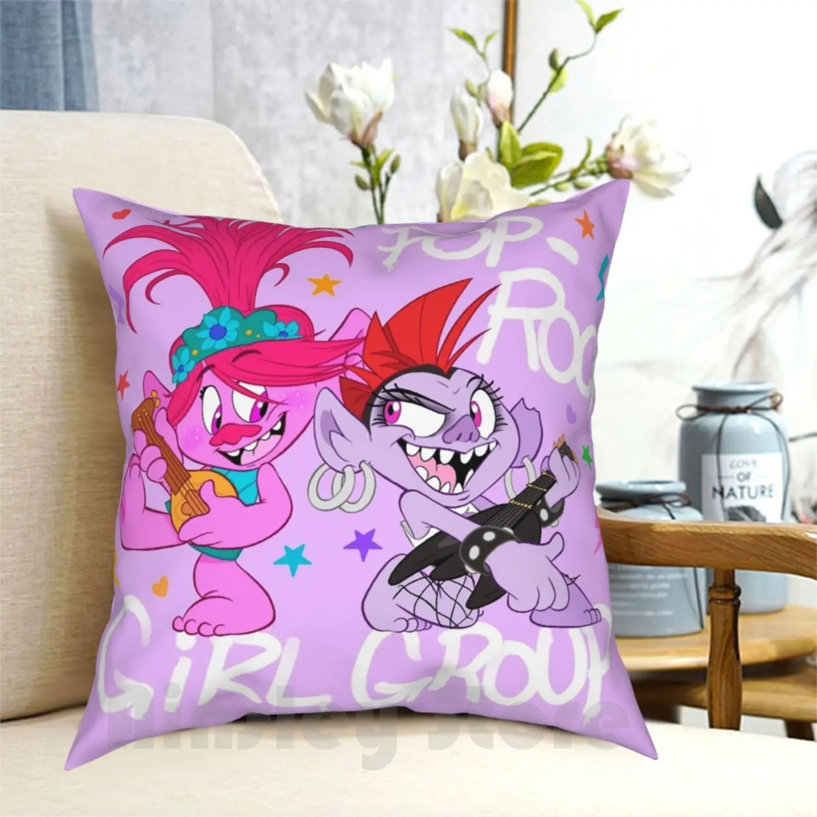 Pop-Rock Girl Group Federa Stampata Casa Morbida Fodera Per Cuscino Fai Da Te Troll Papavero Troll Barb Troll Queen Barb Troll