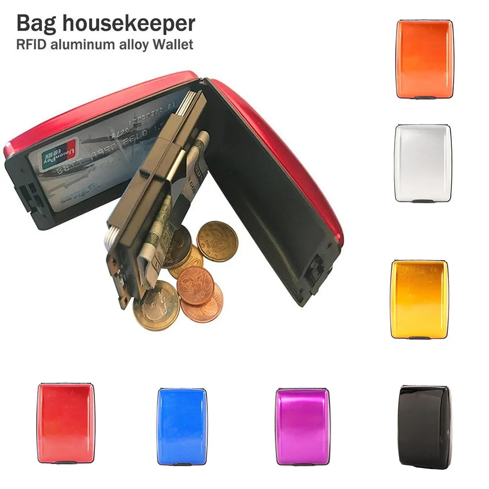 

Aluminum Wallet Bankcard Blocking Hard Case Credit Card Wallet Anti RFID Scanning Protect Card Holder Men Business Coin Purse