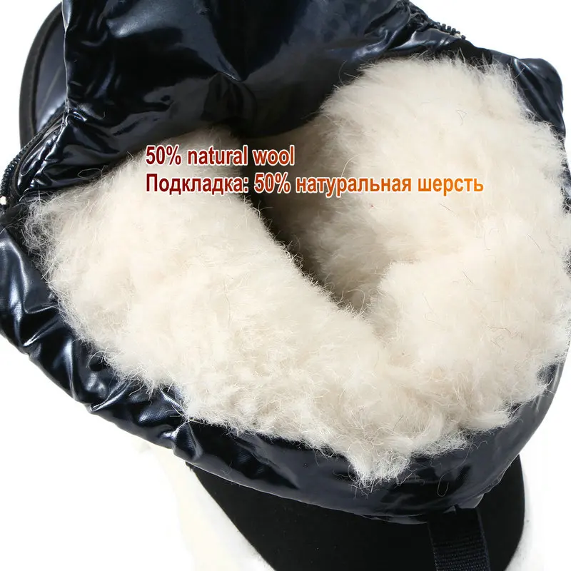 Winter Women boots navy snowboot short shoe warm 50% natural wool water-resistance upper non-slip zip quality product