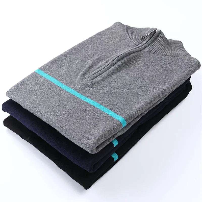 

High Quality Brand Streetwear Men Crocodile Half Zipper Casual Cotton Sweater Jersey Jumper Hombre Pull Homme Knitted Sweaters