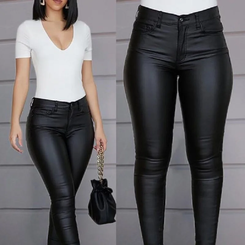 HDE Sexy Faux Leather Leggings High Waisted Tight Pants for Women