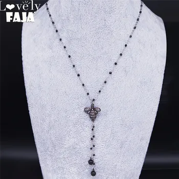 

2020 Bee Zircon Copper Stainless Steel Necklace Chain for Women Black Color Tassel Statement Necklace Jewelry joyas NC32S02